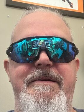 Oakley Radar EV Path Sunglasses Polished White Frame with Sapphire Iridium Lens